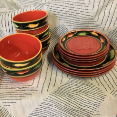 clay art jalape\u00f1o hand-painted plates and bowls set