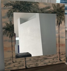 Vintage 1980s Palm Tree Decorative Mirror