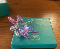 Crystal Dragonfly, Iridescent Lavender, Sitting on Crystal Mount