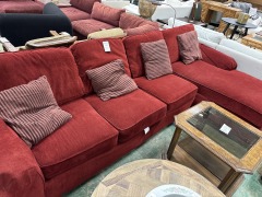 Red Fabric Sofa with Chaise