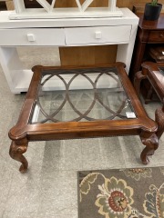 Square Glass\/Wood Coffee table