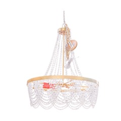 Crystrama White Beaded w Gold Finish Chandelier