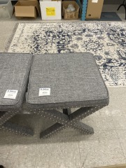 Grey Fabric Studded Stool