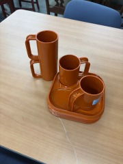 Ingrid Chicago Orange Melamine Snack Plates and Mugs (Set of 8)