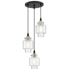 Modern Black and Silver 3 Light Cluster Pendant
