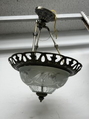 Floral French Art Nouveau Style Hanging Light Fixture