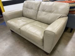 Beige Faux Leather Loveseat