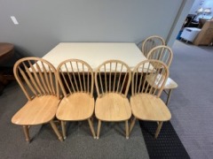 Online:D-Dining Table w\/6 Chairs (Cream)