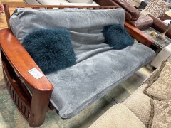 Wood Futon with grey cushion