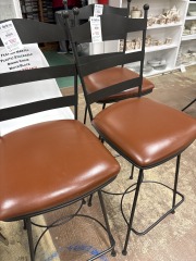 Black Metal\/Carmel Faux Leather Barstool