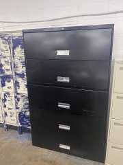 Black HON Five Drawer Lateral Filing Cabinet (AS IS)