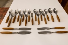 20-Pieces of Dansk Fjord Flatware with Teak Handles, Germany MCM