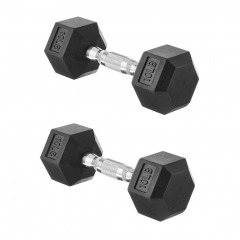 3592 BLK6 | SPORZON! Rubber Hex Dumbbell 10lb Pair
