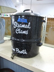 ENAMELED DOUBLE STEAM CLAM LOBSTER & BROTH POT w\/SPIGOT