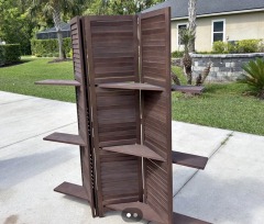 4-panel Folding Wooden Room Divider With 3 Shelves