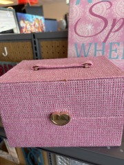 Storage Case with Handle, Sparkle Pink with Make up