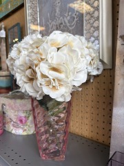 Pink Swirl Glass Vase with Flowers