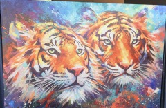 Artist Print on Canvas \u201cTwin Tigers\u201d