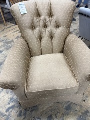 Gold Tufted Back Arm Chair
