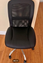 Office Chair, Leather and Mesh, Adjustable, Chrome Base, Rolls