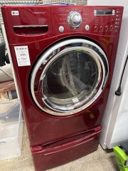 LG Red GAS Steam Dryer with Pedestal