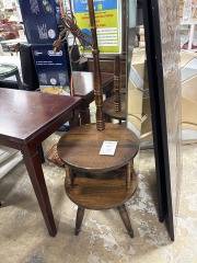 small wood end table with light