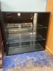 Black Smoked Glass Mirrored Display Shelf