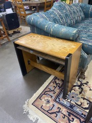 Retro Minimalist Black & Wood Side Table