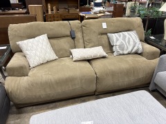 Beige Microfiber Power Recliner Sofa