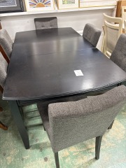 Black Dining Rm Table w\/ 6 Chairs
