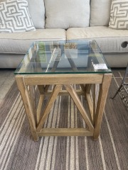 Modern Glass\/Wood End Table