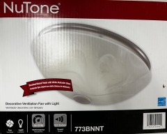Broan NuTone Brushed Nickel Bathroom Fan with Light