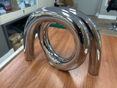 Silver Cereamic Rounded Loop Abstract Sculpture by DecMode