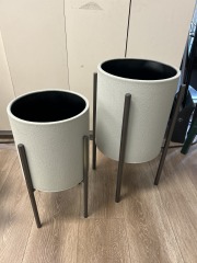 Gray Texture Outdoor Planters set of 2