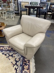 Modern Tan Leather Arm Chair