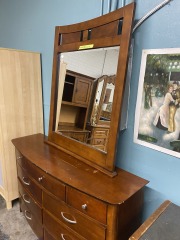 Modern 9 Drawer Low Dresser with Mirror