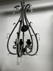 Whimsical Floral Black Beaded Chandelier