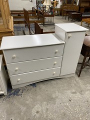 White 3 Drawer Dresser \/ Cabinet Combo