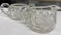 Cut Crystal Daisy Pattern Cream and Sugar Bowls (Set of 2)