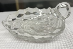Fostoria Cubist Clear Glass Triangle Candy Dish