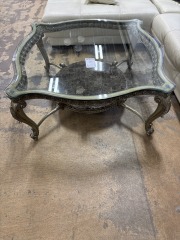 glass and marble coffee table