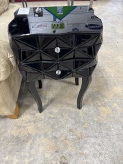 Black Laqure 2 drawer accent table