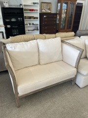 Linen\/Wood Loveseat