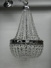 Crystal and Chrome Cascading 6 Light Chandelier