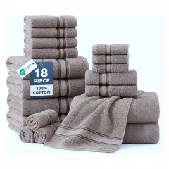 3663 BLK2 | LANE LINEN Zero Twist 18-Piece Towel Set