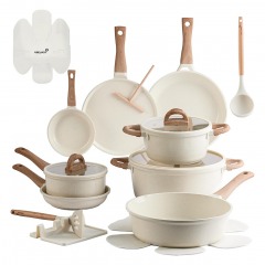 3629 BLK8 | USELUCK 22 Piece Ceramic Pots & Pans Set