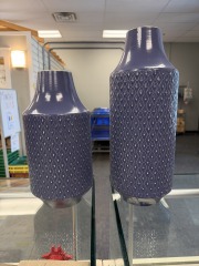 Blue Metal Vase, Set of 2 - Exterior