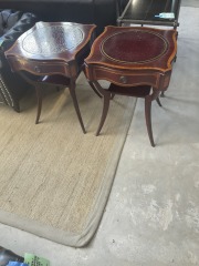 Pair of Leather Top Mahogany Tables
