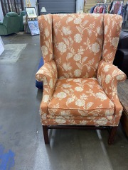 Coral Cottage Core Wingback Chair (Each: AS IS)