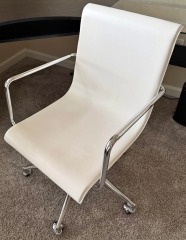 Modern Desk Chair White & Chrome, Rolls, Adjustable